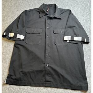 Raw Blue Men’s Short Sleeve Button Up Shirt Black SZ XL Sleeve Hits